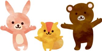 ウサギ、リス、くまの画像